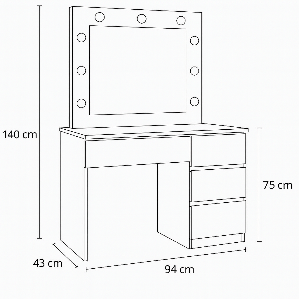 Vanity Mirror Dressing Table with Lights