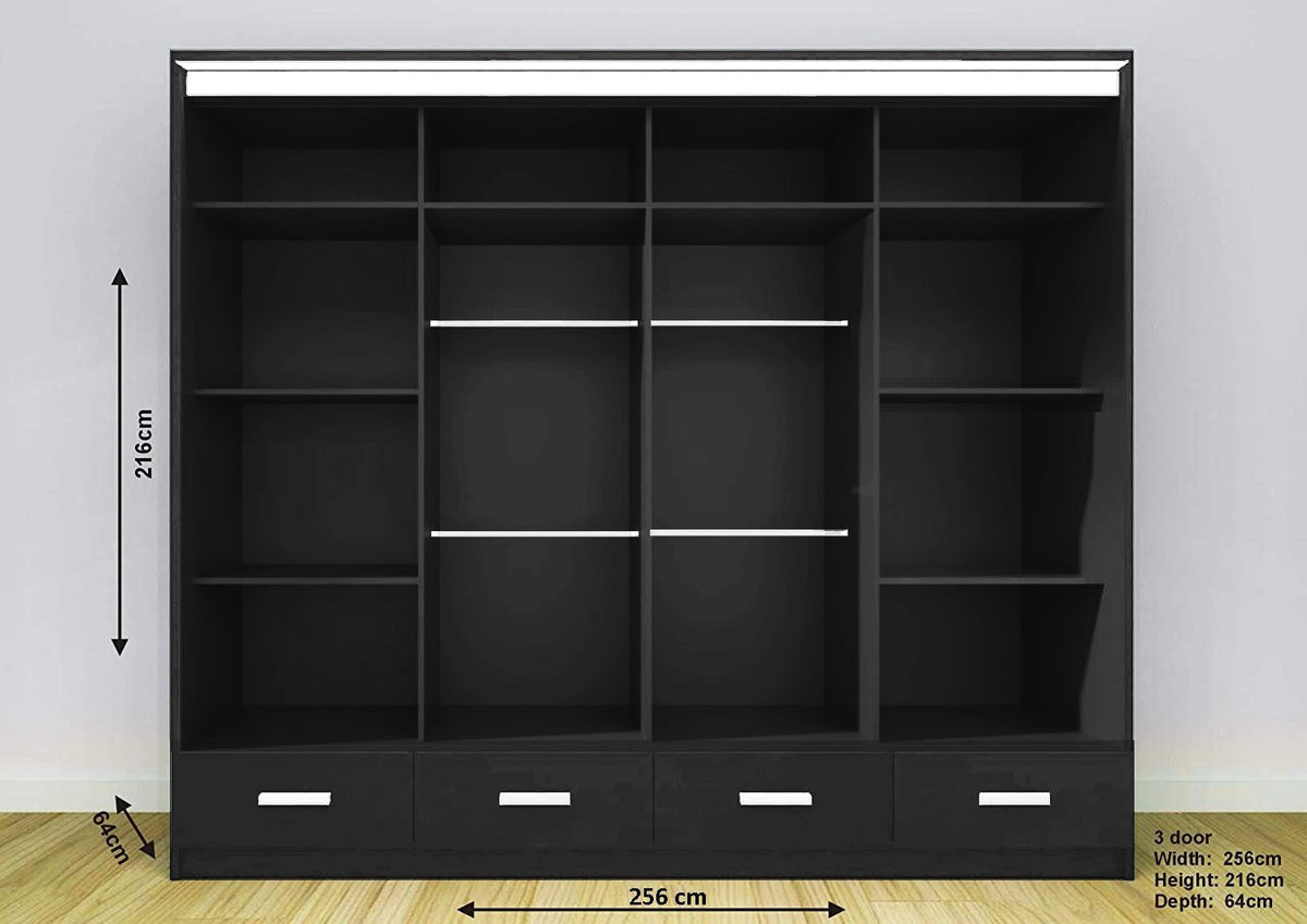 Florence Sliding Wardrobe – High Gloss (LED Included)