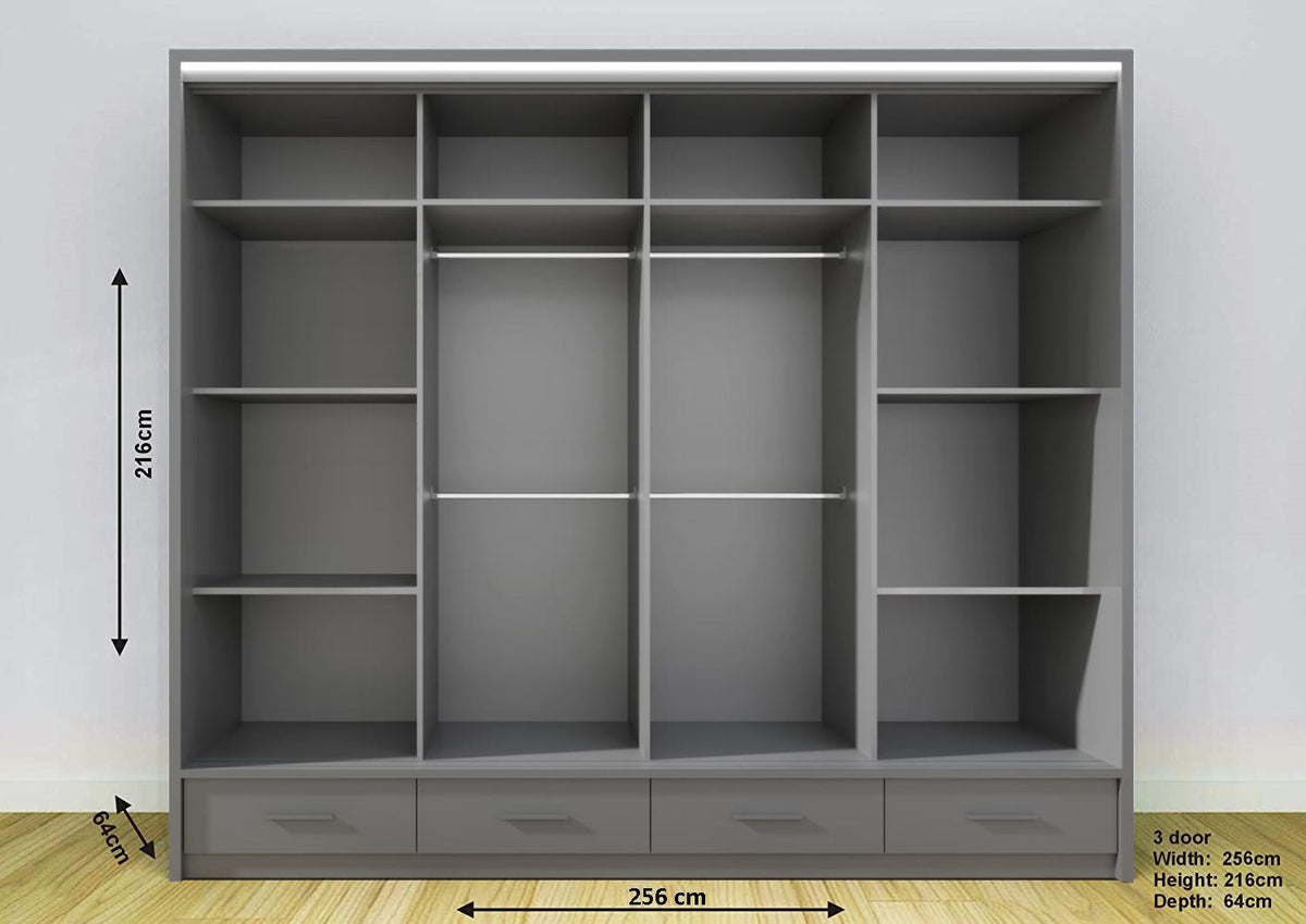 Florence Sliding Wardrobe – High Gloss (LED Included)