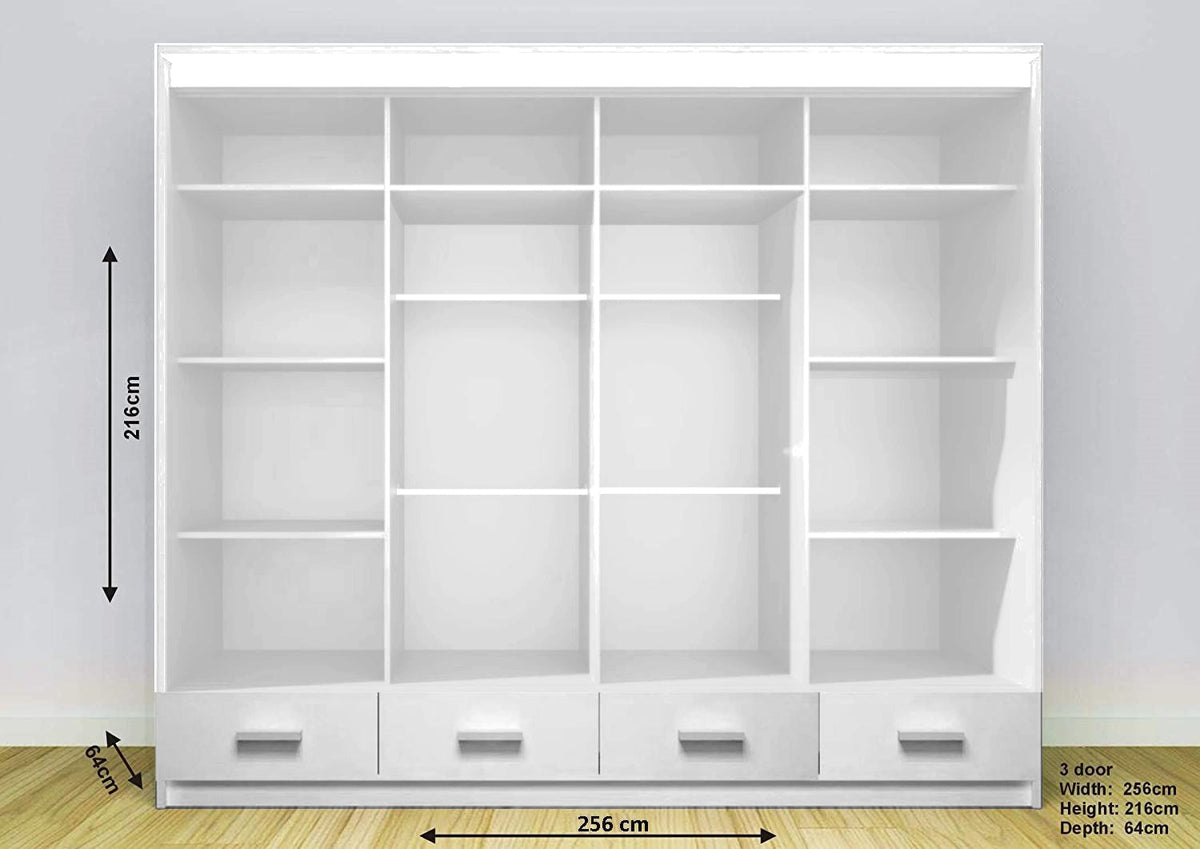 Florence Sliding Wardrobe – High Gloss (LED Included)