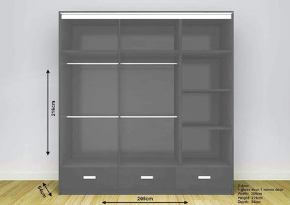 Florence Sliding Wardrobe – High Gloss (LED Included)