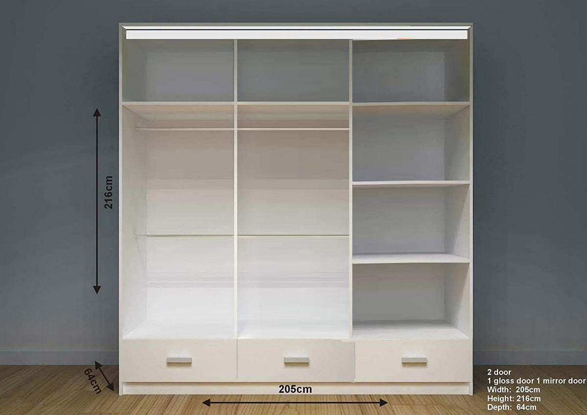 Florence Sliding Wardrobe – High Gloss (LED Included)