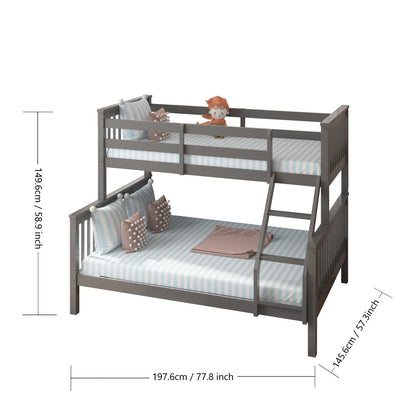 Triple Bunk Bed – Solid Pine (Single over Double)