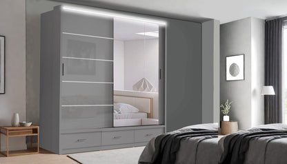 Florence Sliding Wardrobe – High Gloss (LED Included)