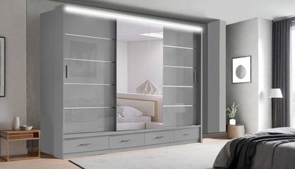 Florence Sliding Wardrobe – High Gloss (LED Included)