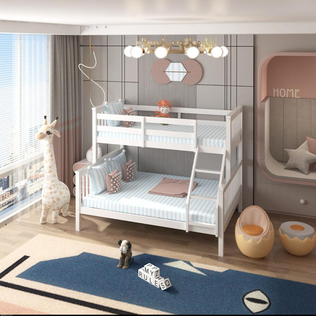 Triple Bunk Bed – Solid Pine (Single over Double)