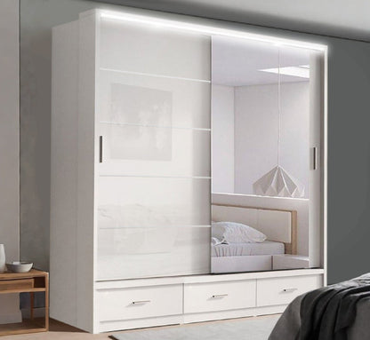 Florence Sliding Wardrobe – High Gloss (LED Included)